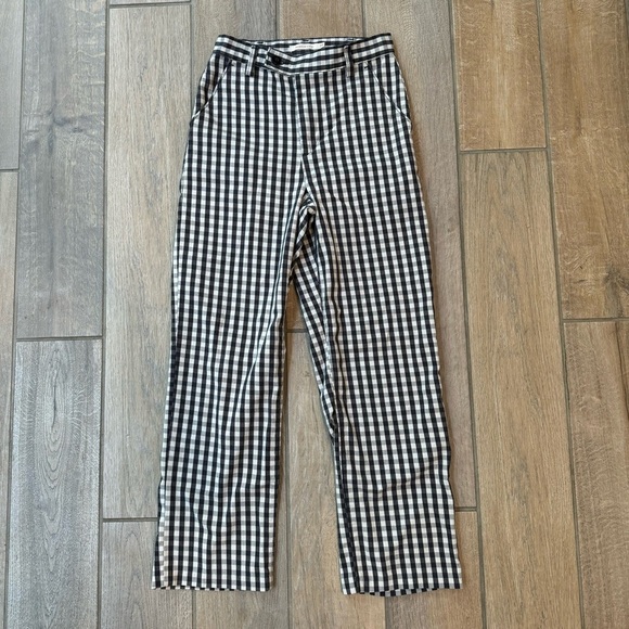 Levi's Women's Math Club Slacks Pants Plaid Black White Straight Leg Crop 24 - Picture 2 of 7